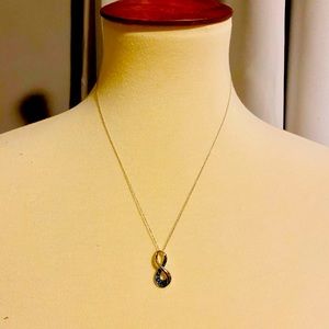Zales sterling silver necklace with infinity drop pendant (blue diamond accents)